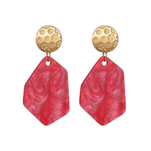 Irregular Pearlescent Acrylic Earrings, Red