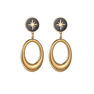 Exaggerated Hollow Pendant Earrings, Oval Shape