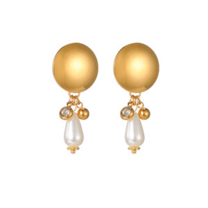 Irregular Geometric Pearl-Drop Earrings, Round Shape