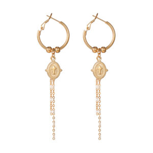 Multi-element Pendant Tassel Earrings, Cross Shield