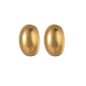 Simple Hollow Geometric Earrings, Oval Gold Bean Shape