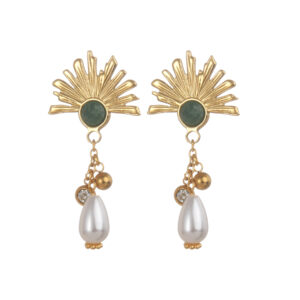 Sun Pearl Pendant Earrings