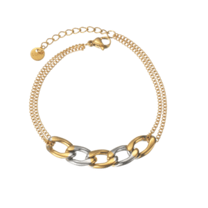 Simple Two-tone Chain Stitched Bracelet