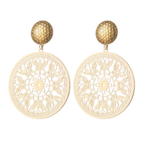 Statement Large Round Hollow-out Earrings, Butterfly Design