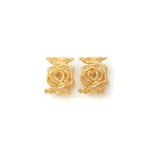 Vintage - Style Gold - Tone Openwork Woven Stud Earrings