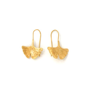 Minimalist Gold - Tone Ginkgo Leaf Drop Earrings