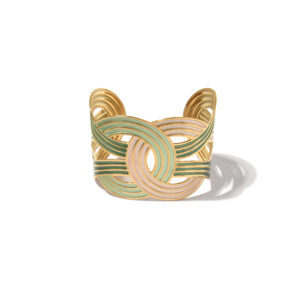 Art Deco - Style Gold - Framed Colorful Enamel Cuff Bracelet