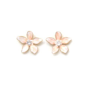 Colorful Flower Stud Earrings with Diamond Cente