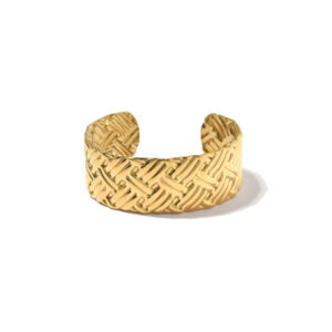 Vintage - Style Gold - Tone Woven - Texture Cuff Bracelet