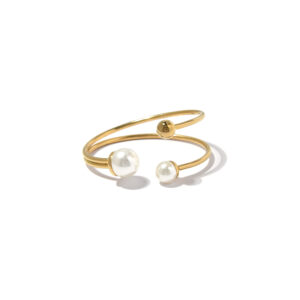 Minimalist Gold - Tone Spiral Pearl Cuff Bracelet
