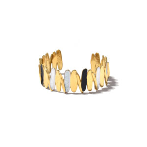 Colorful Textured Irregular - Shaped Gold - Framed Cuff Bracelet