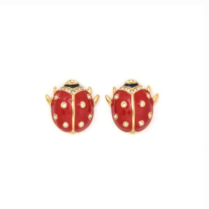 Insect Series: Creative Red Diamond-Encrusted Ladybug Stainless Steel Earrings