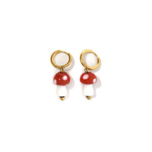 Simple stainless steel earrings with cute little mushrooms and fruit elements