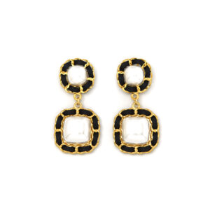 French fashion wrapped chain pearl pendant earrings