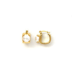 Geometric Square Pearl Stainless Steel Stud Earrings