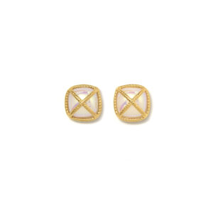 Minimalist retro style square pearl stainless steel pattern-encrusted stud earrings