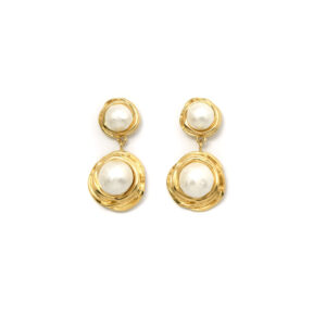 Vintage Palace Style Pearl Stainless Steel Drop Earrings