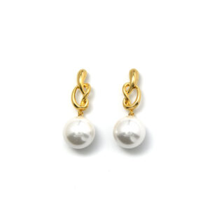 French vintage knot stainless steel pearl earrings