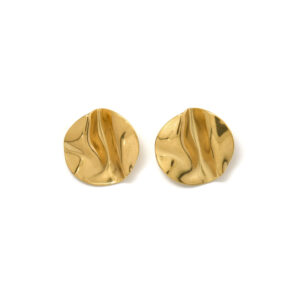 Minimalist Gold - Tone Textured Disc Stud Earrings