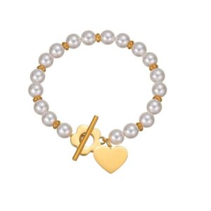 OT clasp small flower heart pearl bracelet