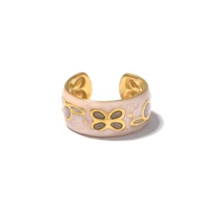 Sweet - Style Gold - Tone Enamel Flower & Butterfly Rings