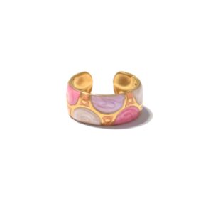Fashion - Forward Gold - Tone Open Rings with Colorful Round Accents