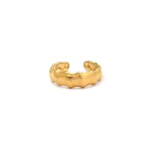 Minimalist Gold - Tone Wave - Textured Open Ring