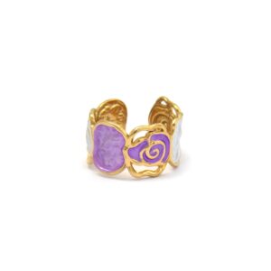 Chinese - Style Gold - Tone Enamel Cloud - Patterned Open Rings