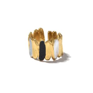 Fashion - Lively Gold - Tone Colorful Oval - Embellished Open Rings