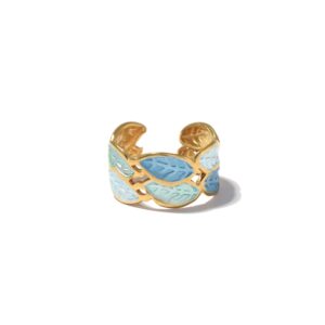 Fresh - Sweet Gold - Tone Enamel Leaf - Shaped Open Rings