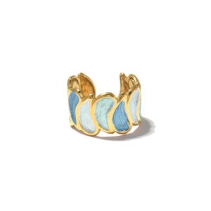 Fresh - Sweet Gold - Tone Enamel Leaf - Shaped Open Rings
