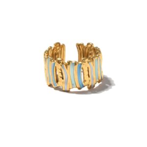 Fashion - Forward Gold - Tone Colorful Striped Open Rings