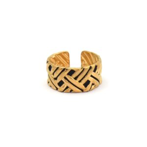 Vintage - Chic Gold - Tone Woven - Texture Open Ring